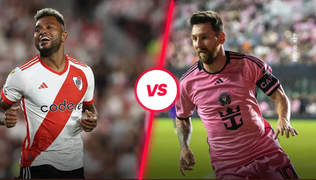 Lionel Messi y Miguel Ángel Borja