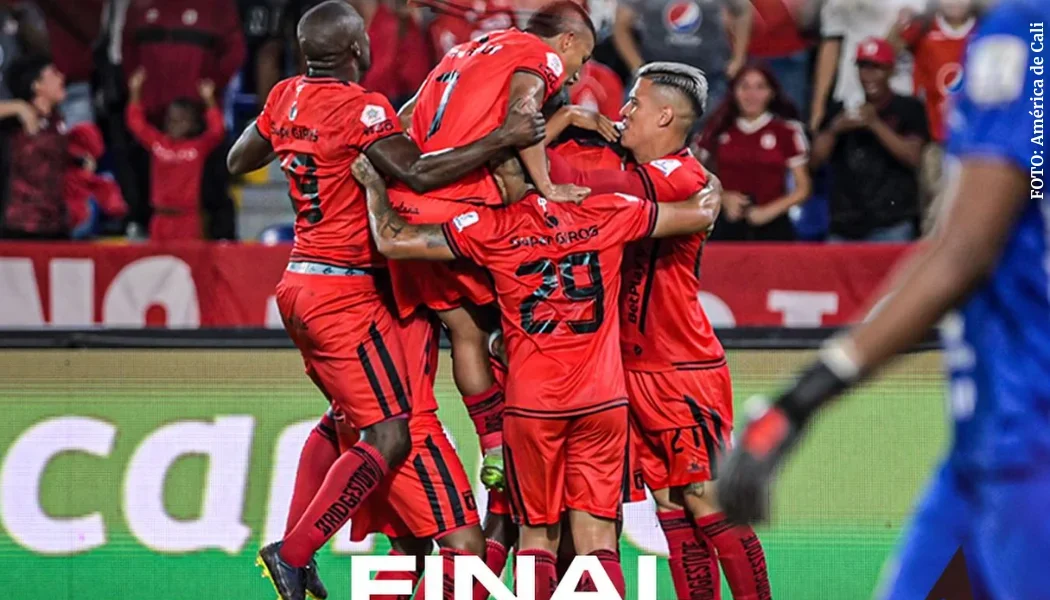 América de Cali festejando gol