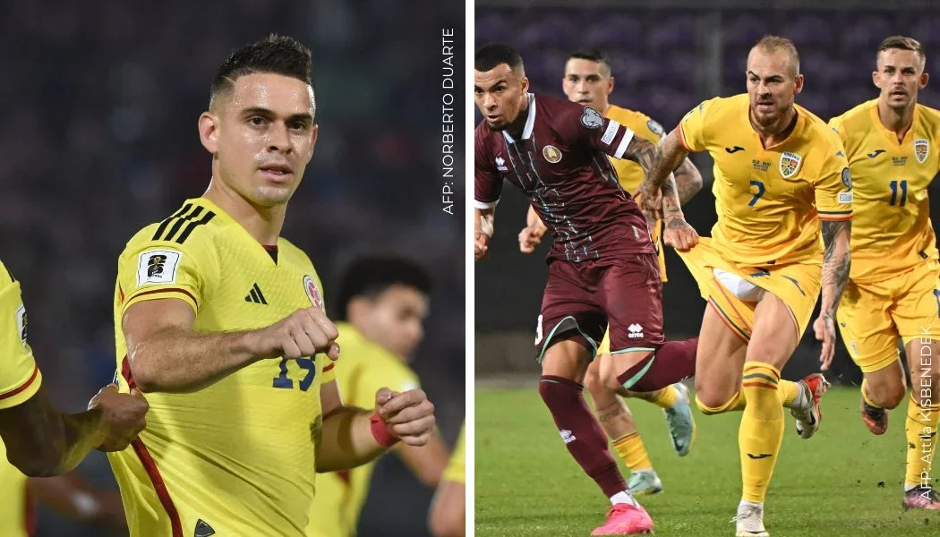 Jugador rumano calienta el partido ante Colombia