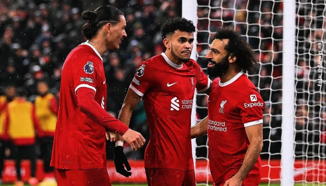 Luis Díaz, Mo Salah y Darwin Núñez. / Foto: @darwin_n9 Luis Díaz, Mo Salah y Darwin Núñez.