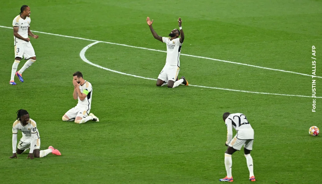 Real Madrid en el momento exacto que ganan la Champions 2024..
