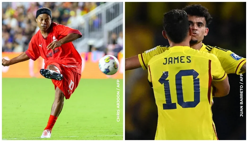 Ronaldinho, Luis Díaz y James Rodríguez.