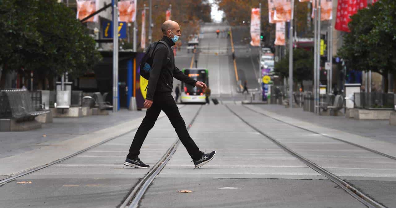 Foto: William West - AFP. Confinamiento en Melbourne debido a un brote de covid-19 en la ciudad.