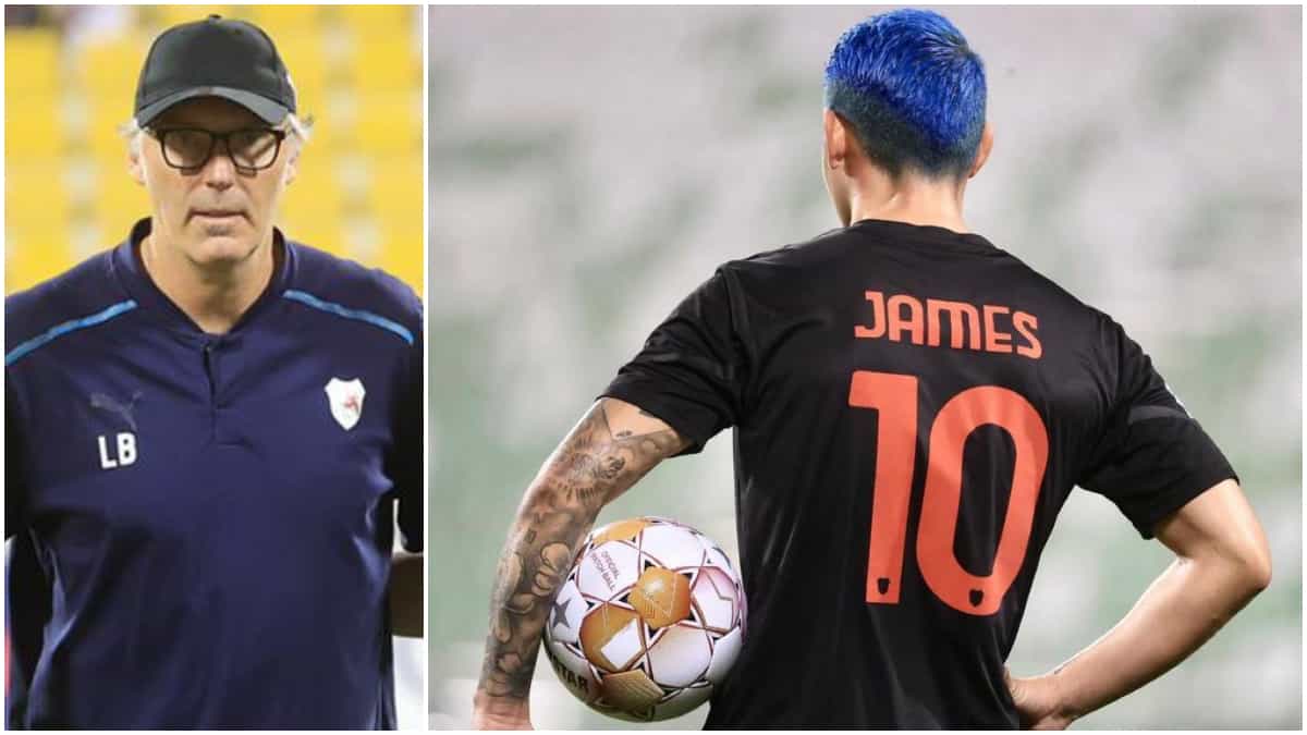 Laurent Blanc y James Rodríguez. /