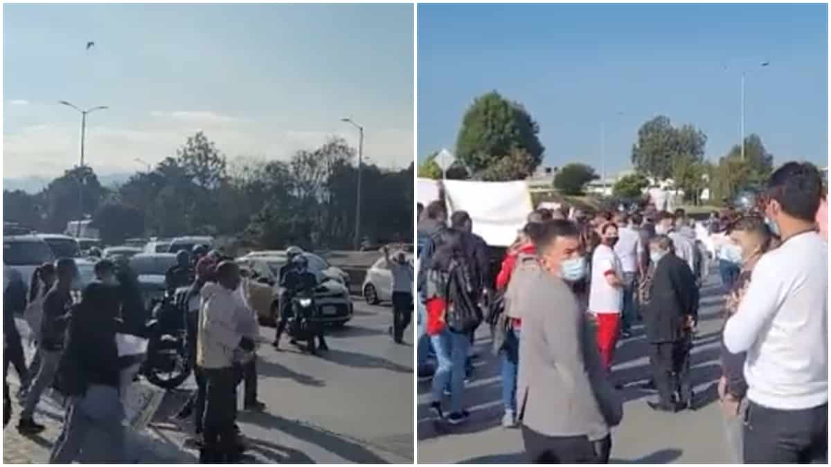 Autopista Sur en Bogotá es bloqueada por comerciantes de sector textil