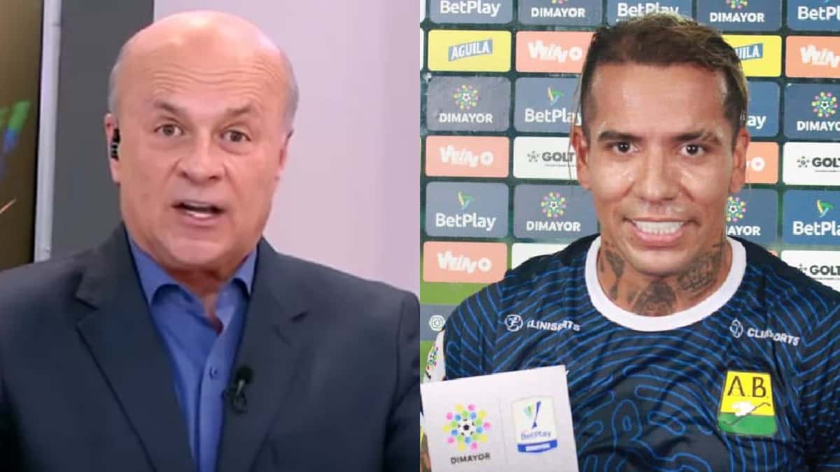 Carlos Antonio Vélez, comentarista del Canal RCN, y Dayro Moreno, delantero del Atlético Bucaramanga. / Foto: Win Sports y Dimayor Carlos Antonio Vélez, comentarista del Canal RCN, y Dayro Moreno, delantero del Atlético Bucaramanga.
