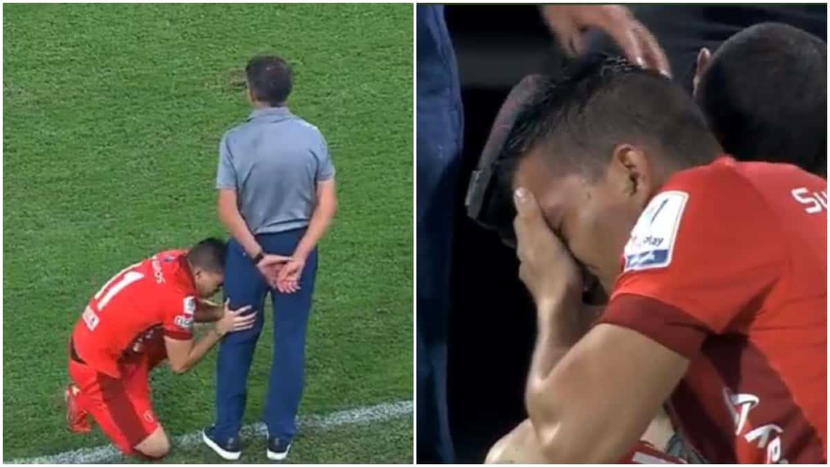 Daniel Hernández en llanto a los pies de Juan Carlos Osorio por lesión