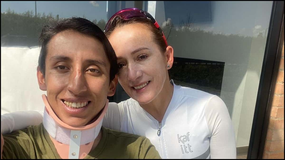 Egan Bernal y su madre Luz Marina Gómez