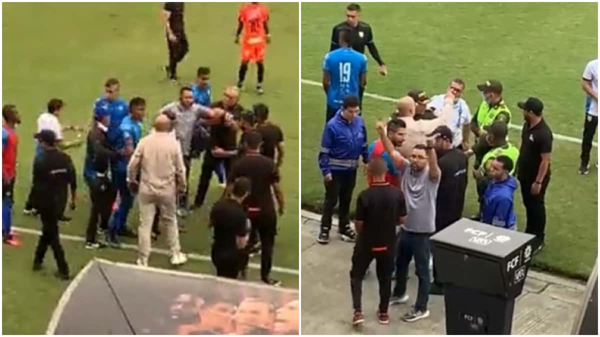 Pelea Fernando Salazar en partido entre Águilas Doradas y Envigado