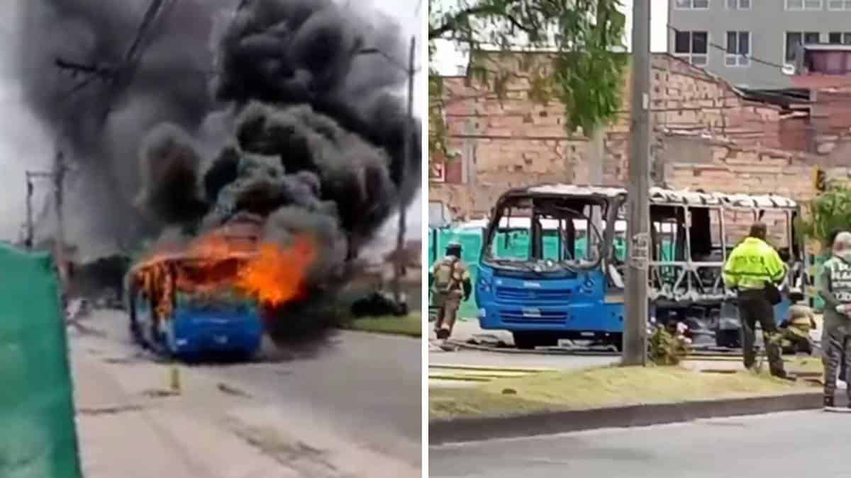 Video del incendio de un bus del SITP en Bogotá