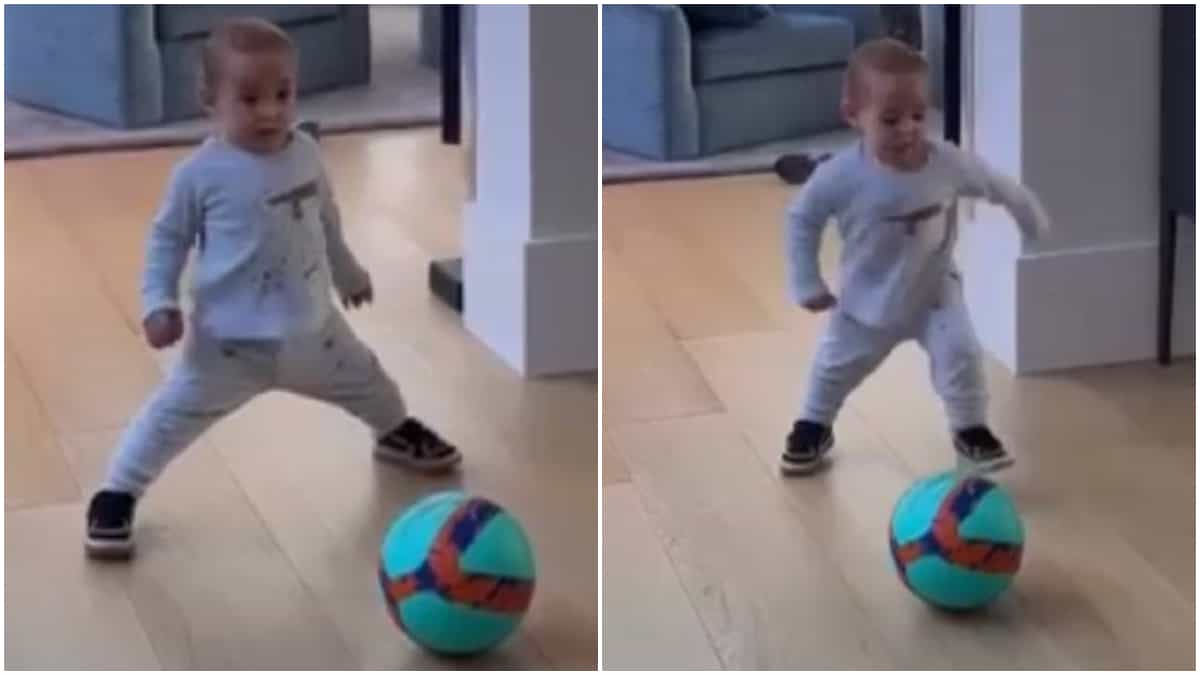 Hijo de Falcao García imita posición de Cristiano Ronaldo