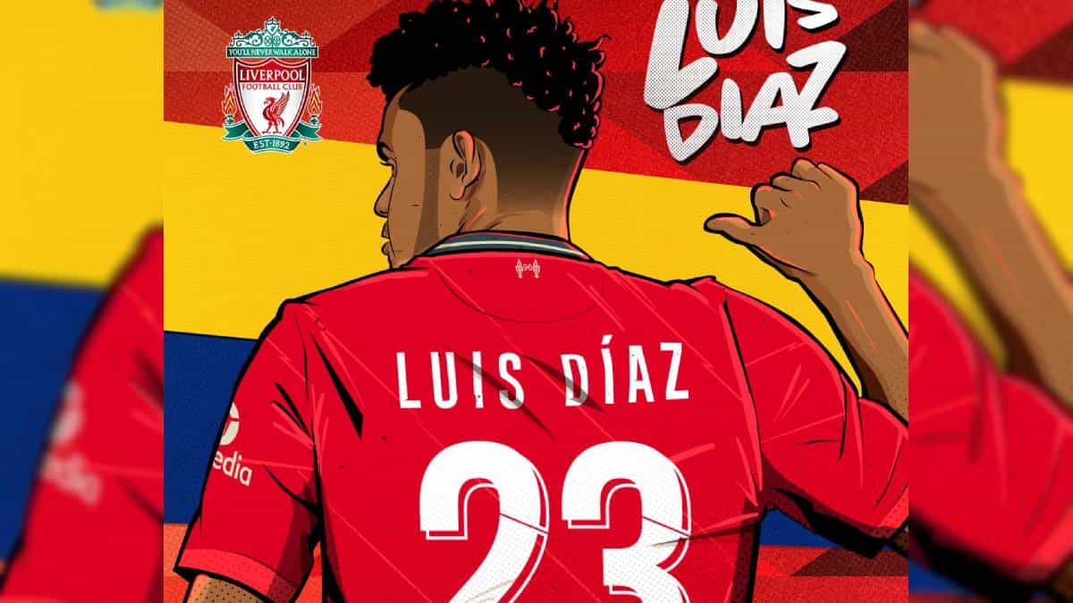 Luis Díaz en Liverpool - Foto Twitter @LFC ¿Luis Díaz puede jugar Champions con el Liverpool?
