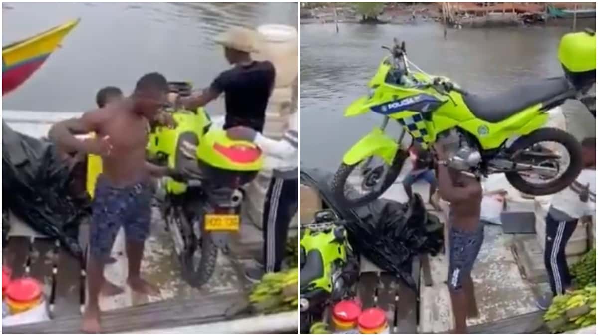 Video de hombre cargando moto de Policía en su hombro