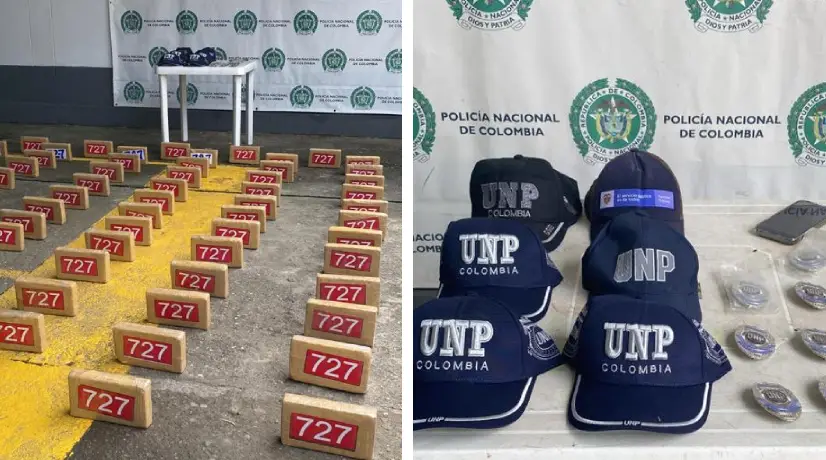 Los bloques de droga y elementos encontrados dentro del vehículo