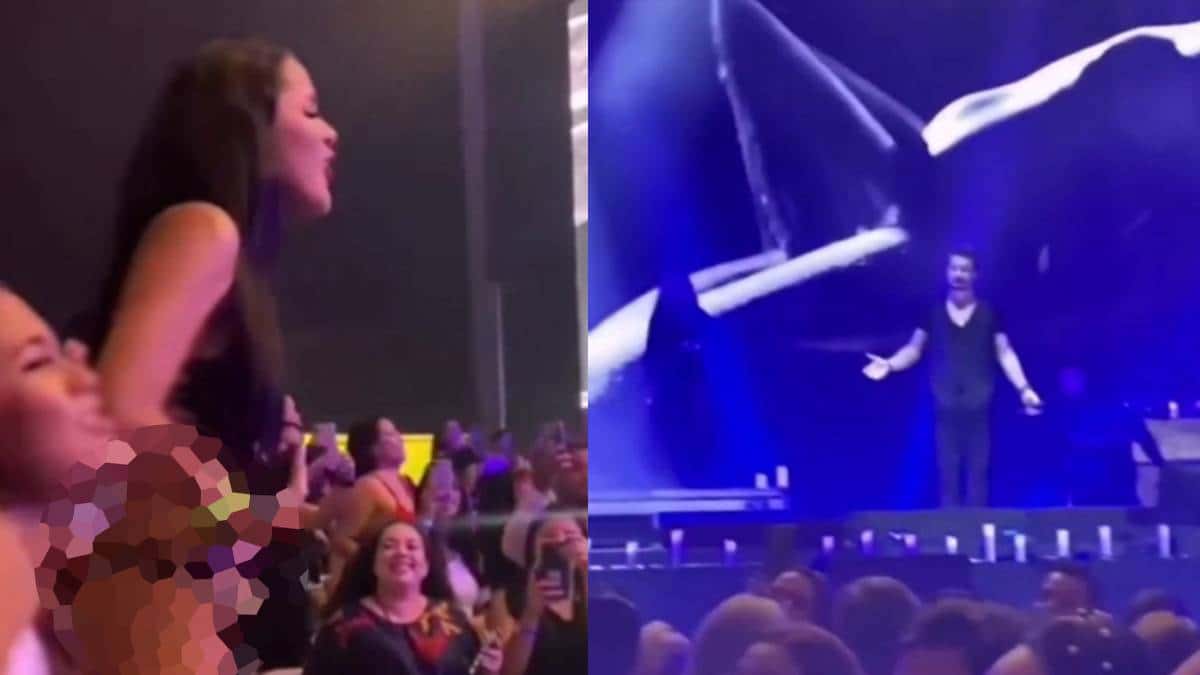 Fanática sin ropa frente a Ricardo Arjona