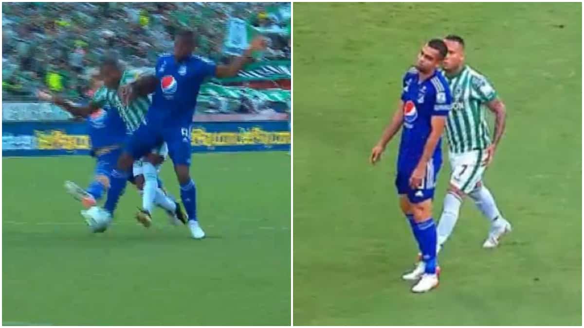 Foto: Captura de pantalla Win Sports. Nacional vs Millonarios: jugadas polémicas del clásico