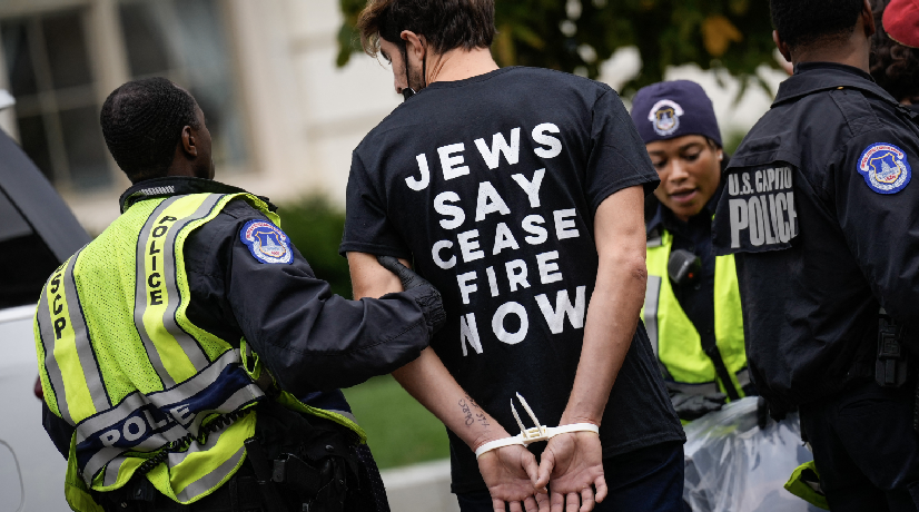 Decenas de personas protestaron en Congreso de EE.UU. para solicitar un alto al fuego en Gaza.
