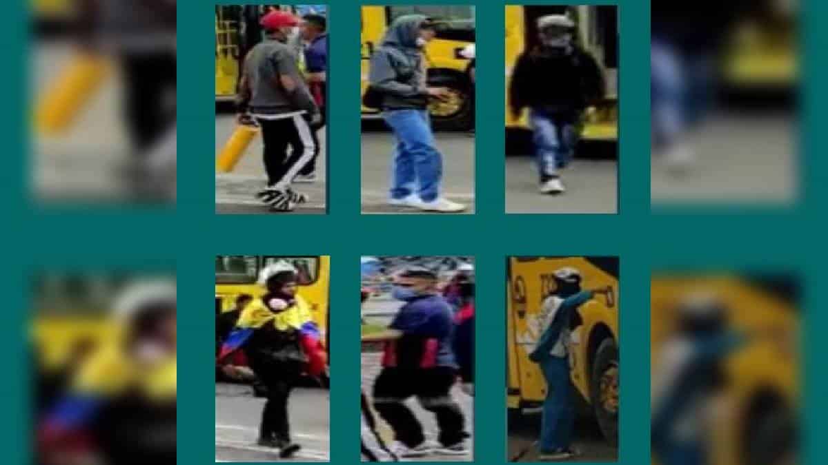 Estos serían los seis involucrados la quema del bus del SITP