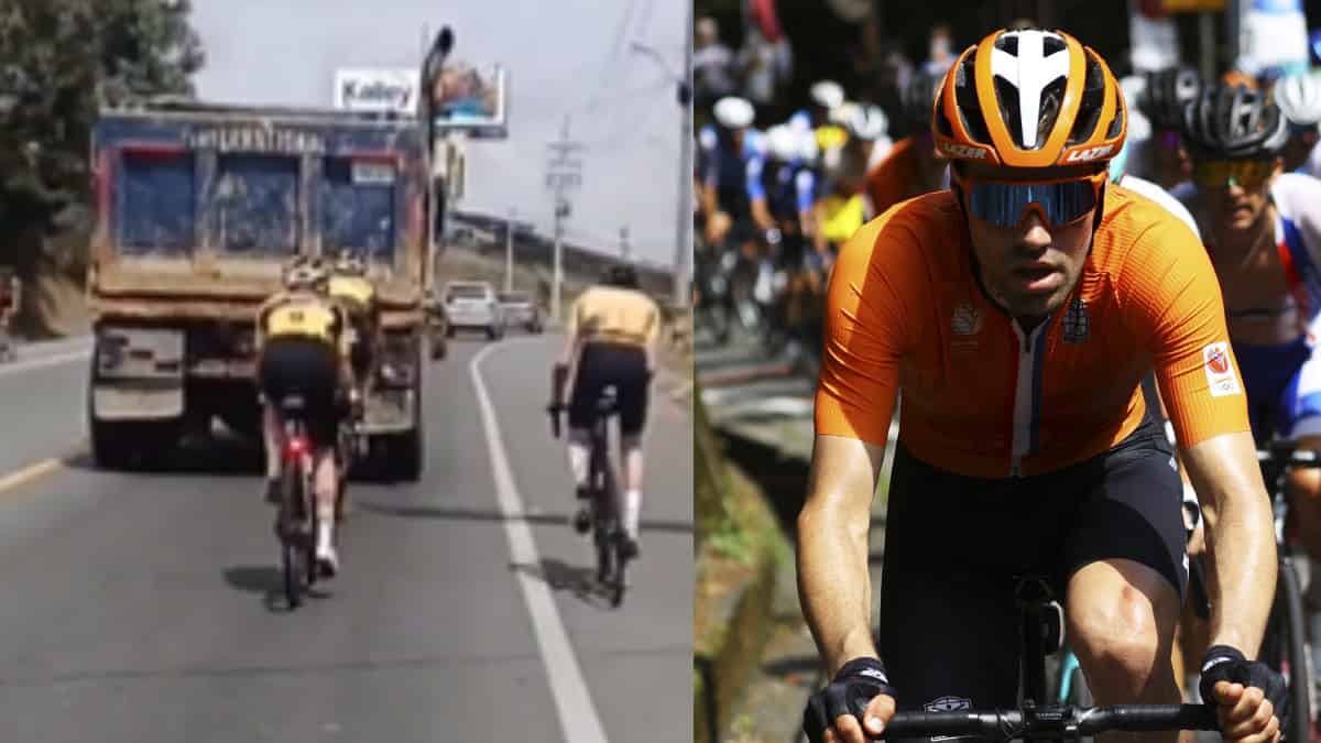 Tom Dumoulin entrenando en Antioquia junto a su equipo