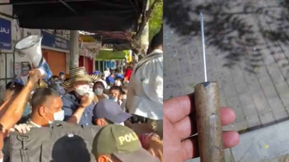 Centro Democrático advierte que detractores que atacaron verbalmente a Uribe en Santa Marta tenían armas cortopunzantes.