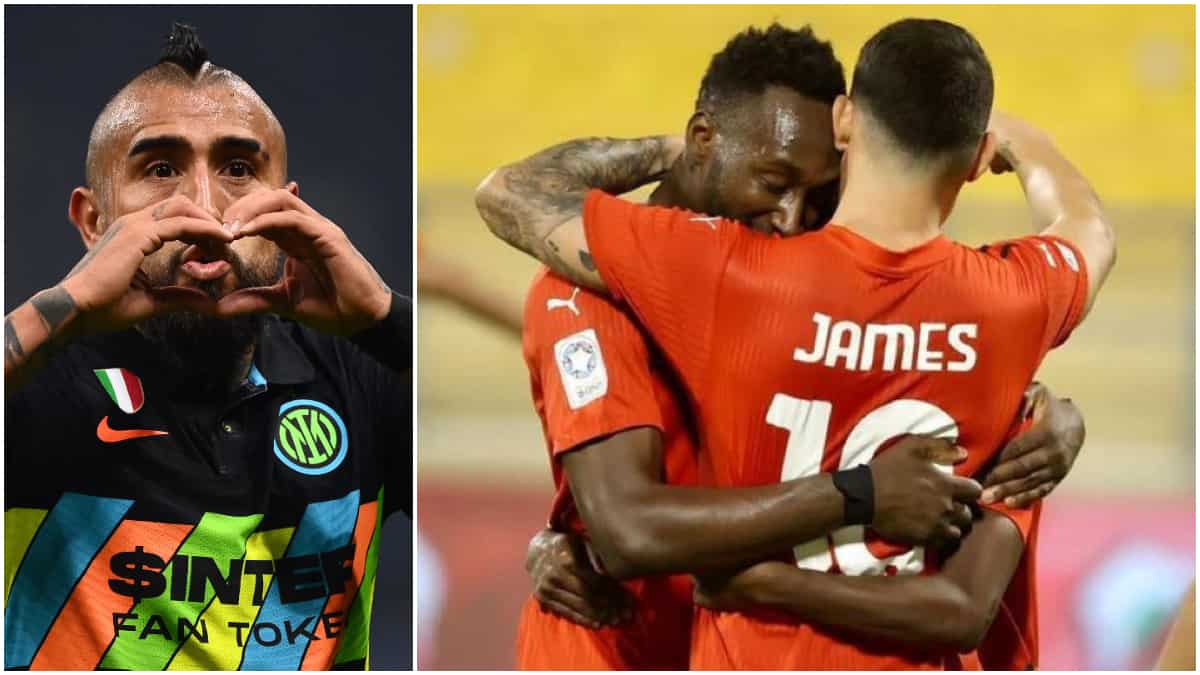 Arturo Vidal felicitó a James por su primer gol con Al-Rayyan