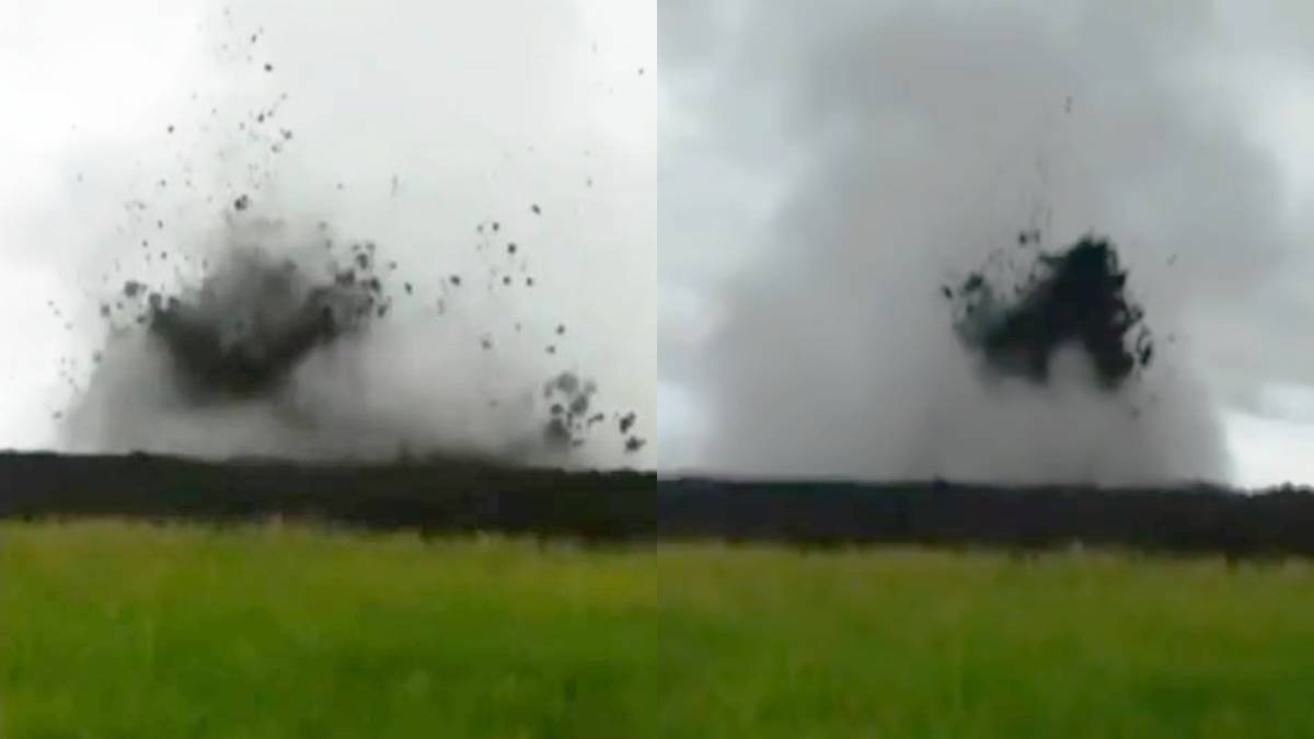 Foto: Tomada de video/ NoticiasRCN.com Autoridades inspeccionan volcán de lodo que erupcionó en Necoclí, Antioquia