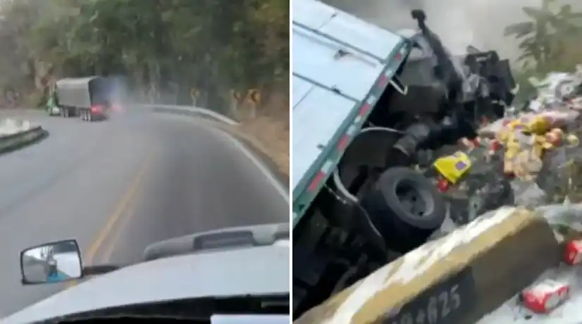 Impresionante accidente de tractomula sin frenos deja dos muertos en Cesar