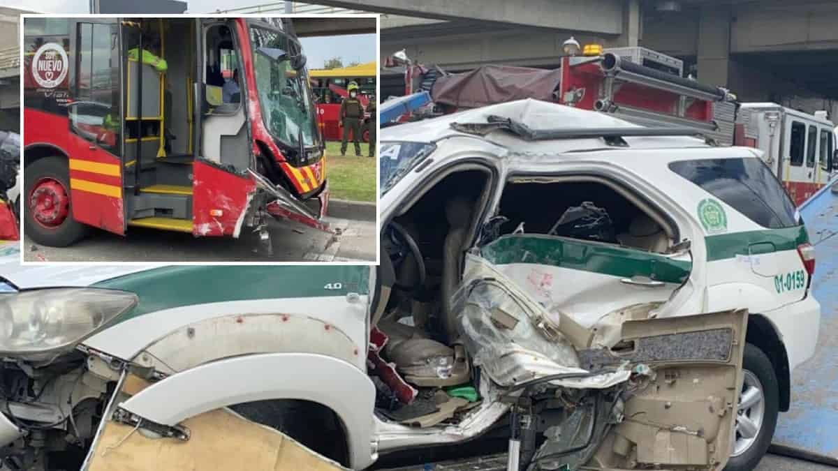 Accidente Transmilenio con patrulla de la Policía