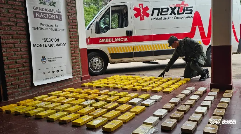La ambulancia fue detenida con 134 kilos de cocaína