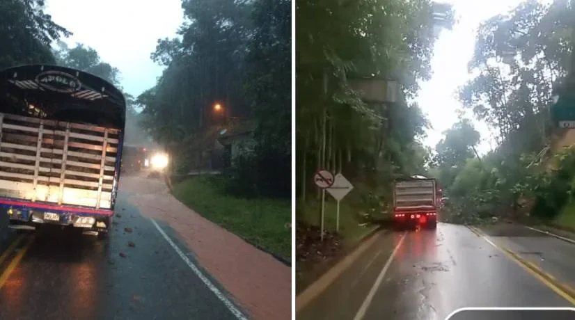 Dos derrumbes se registraron en la vía Medellín - Bogotá