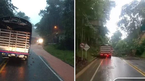 Dos derrumbes colapsan la movilidad en la vía Medellín - Bogotá Dos derrumbes colapsan la movilidad en la vía Medellín - Bogotá