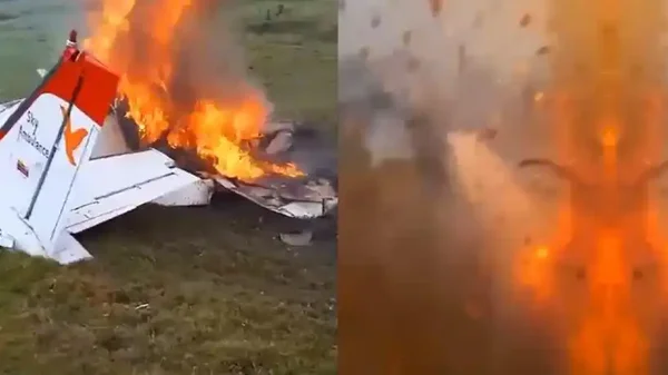 Hombre grabó el momento exacto en el que explotó la avioneta en Antioquia Hombre grabó el momento exacto en el que explotó la avioneta en Antioquia