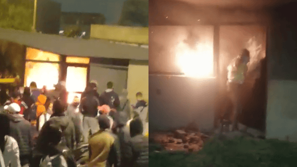 Así quedó el CAI La Aurora luego de ser quemado con policías adentro Así quedó el CAI La Aurora luego de ser quemado con policías adentro