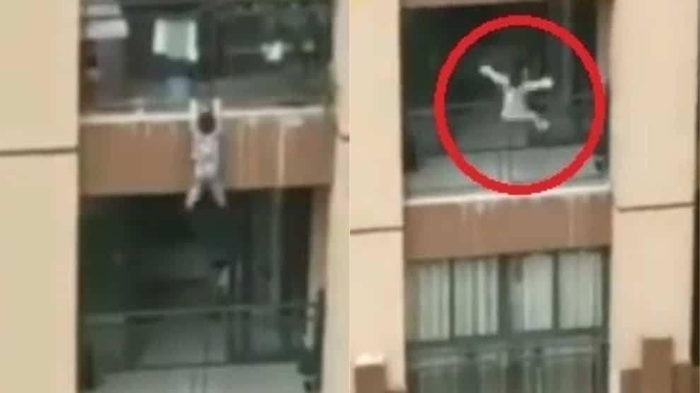 menor cae desde el sexto piso de un edificio en China