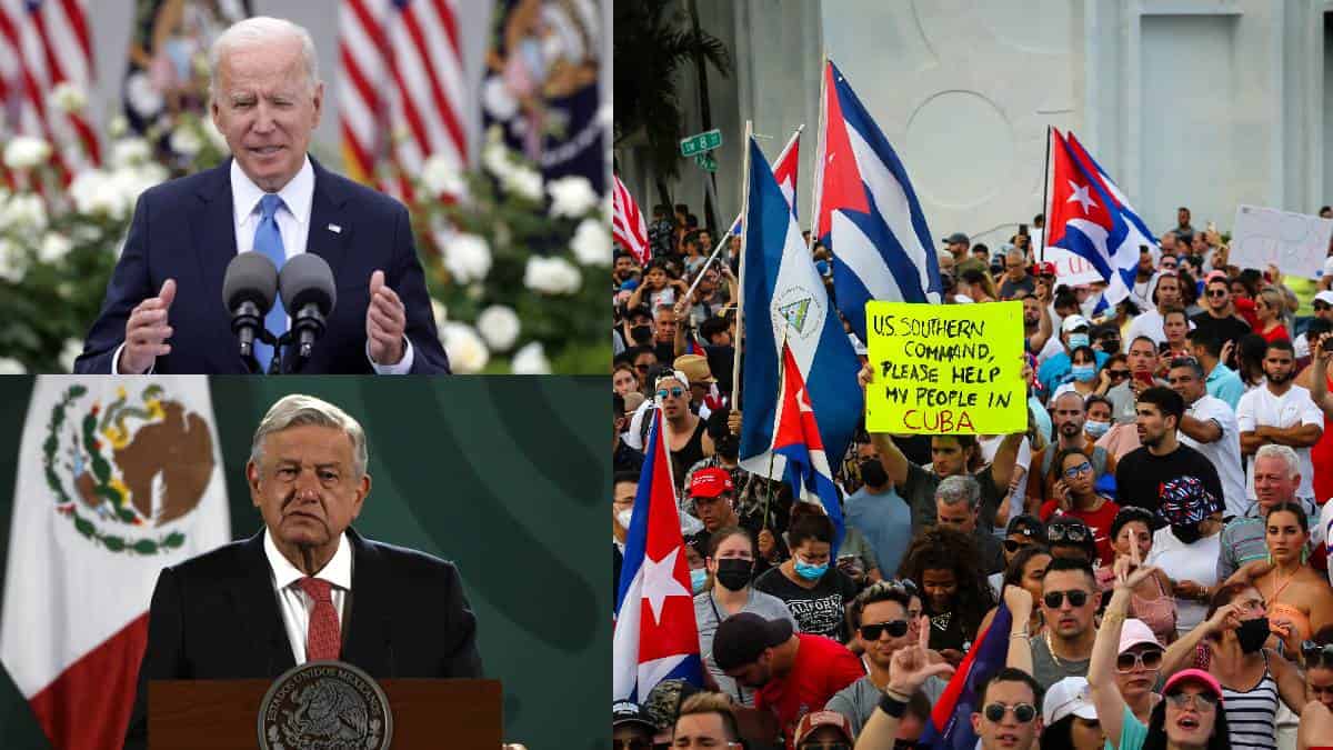 Presidente de EE.UU. y de México declaran ante protestas en Cuba.