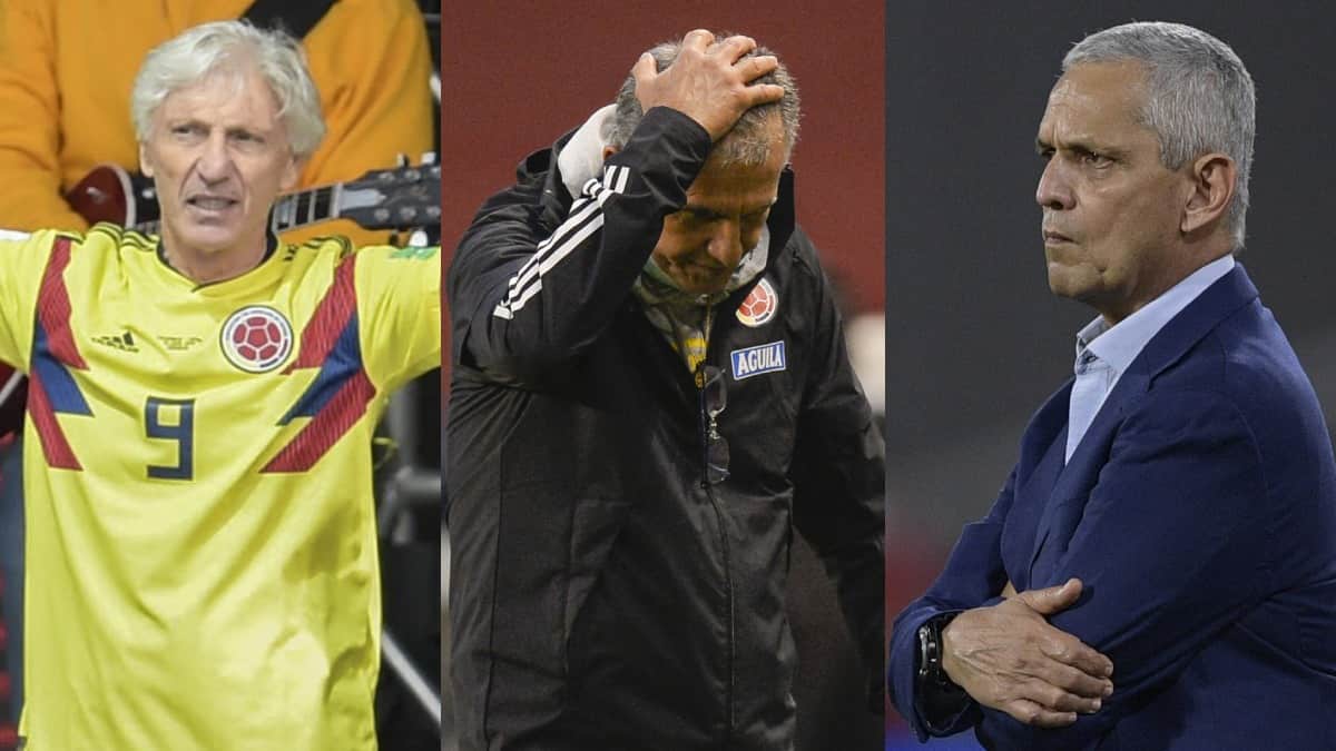 José Pékerman, Carlos Queiroz y Reinaldo Rueda dirigiendo a la Selección Colombia.