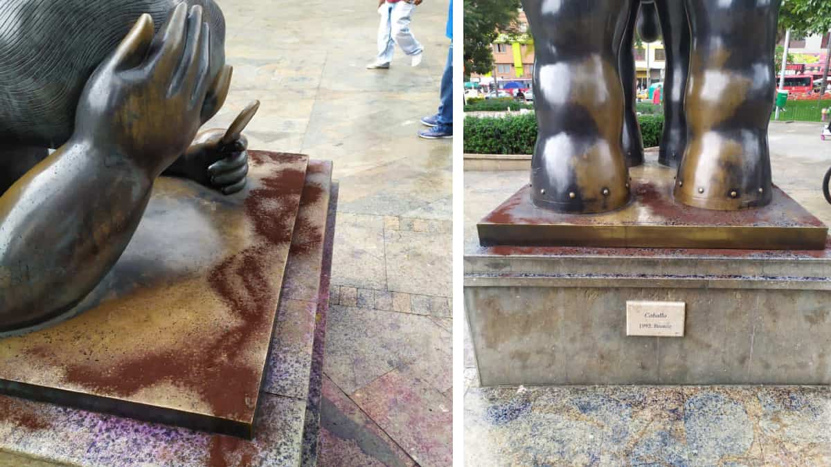 Esculturas de Fernando Botero fueron vandalizadas en Medellín