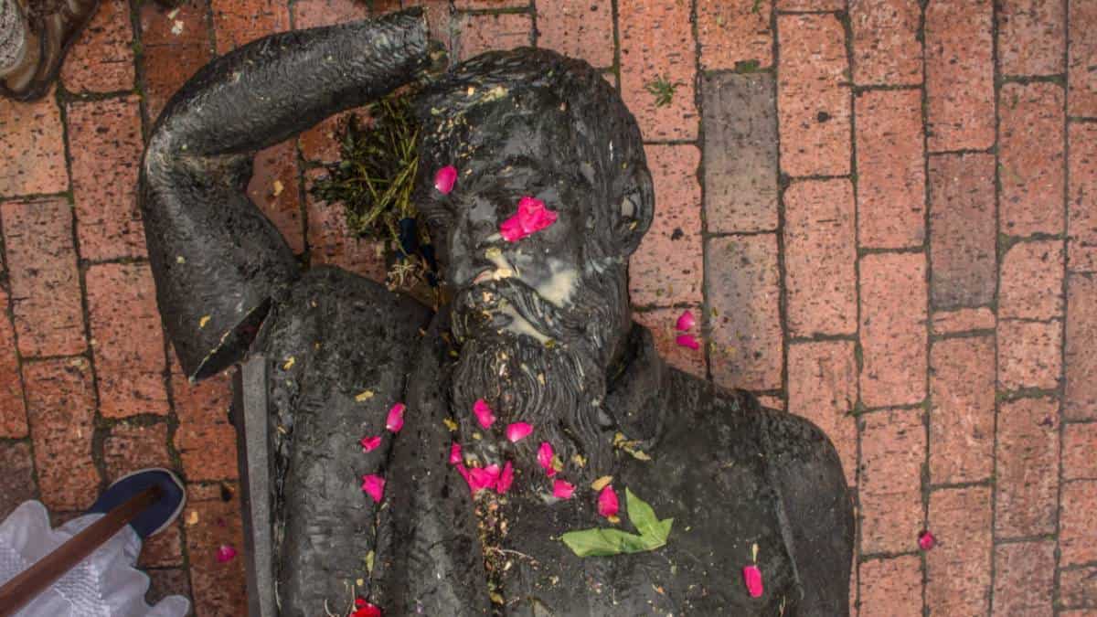 Foto: Instituto Distrital de Patrimonio Cultural/ La estatua de Gonzalo Jiménez de Quesada será reubicada