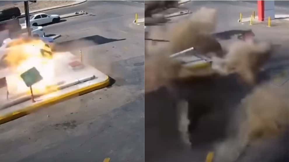 VIDEO: fuerte explosión hace que se levante el suelo de una estación de gasolina