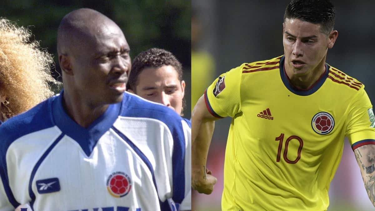 Freddy Rincón y James Rodríguez con la Selección Colombia