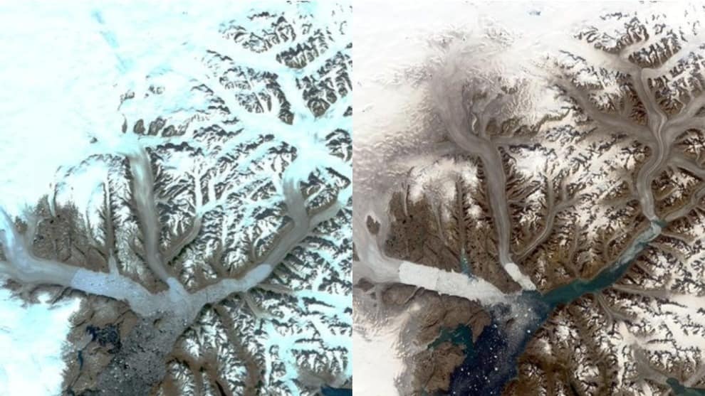 Dos fotos revelan el estado de los glaciares en Groenlandia