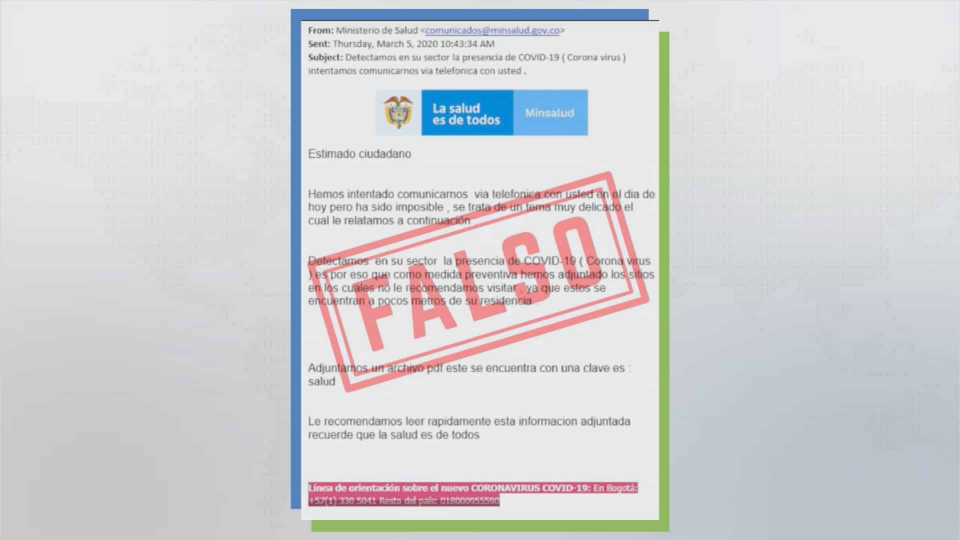 Foto: Noticias RCN. Falsa alarma coronavirus Colombia