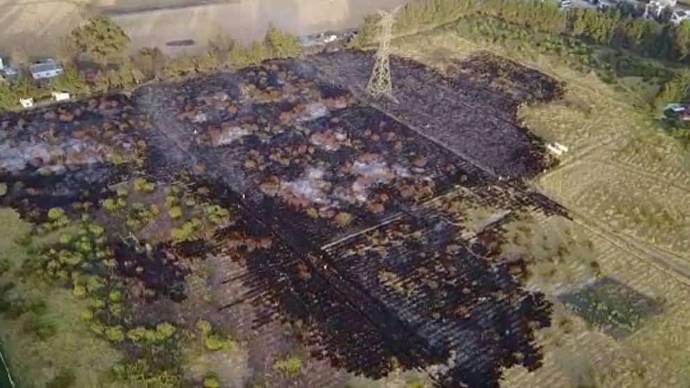 Bomberos lograron controlar un incendio forestal en Funza, Cundinamarca. Foto: Noticias RCN