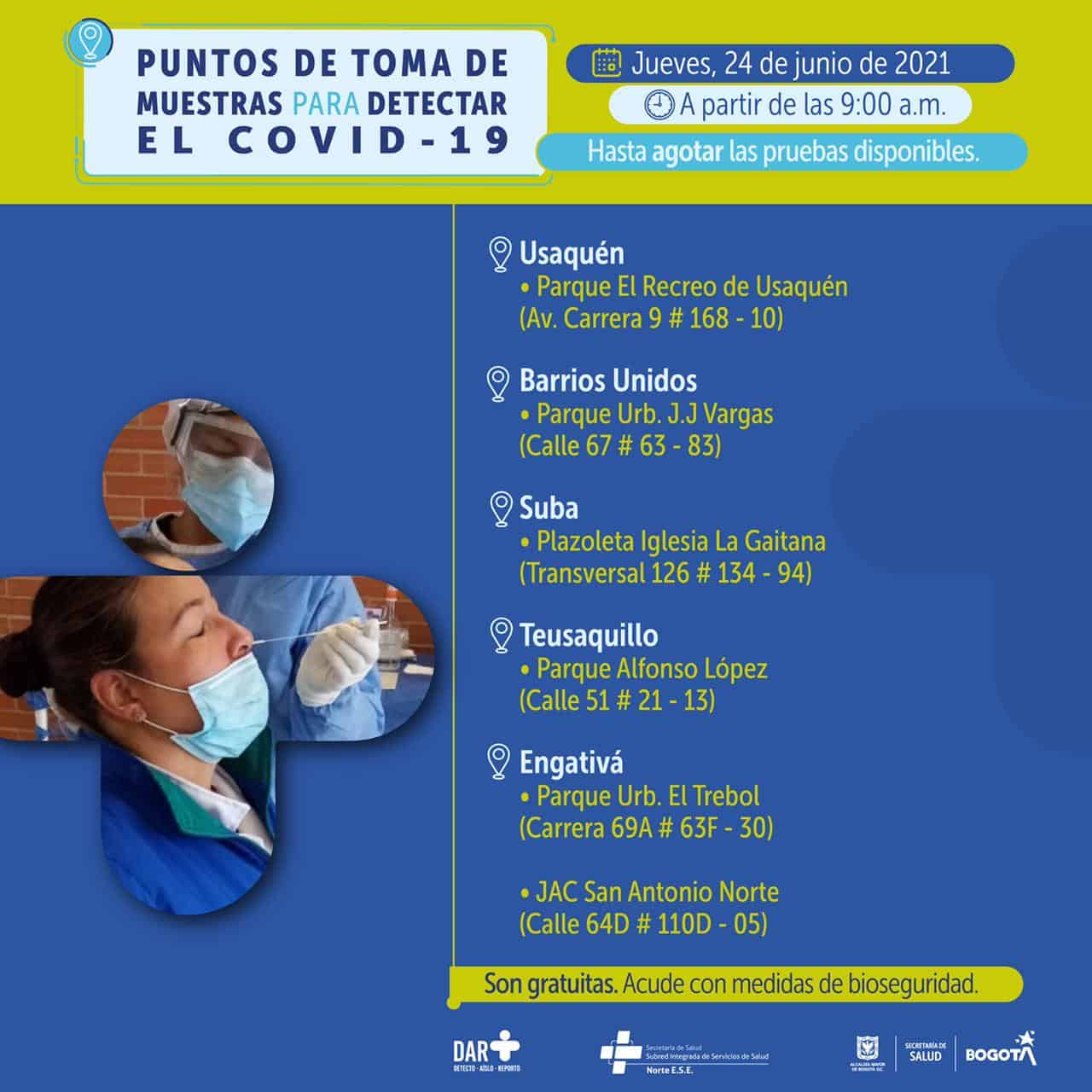 Pruebas covid gratis en Bogotá