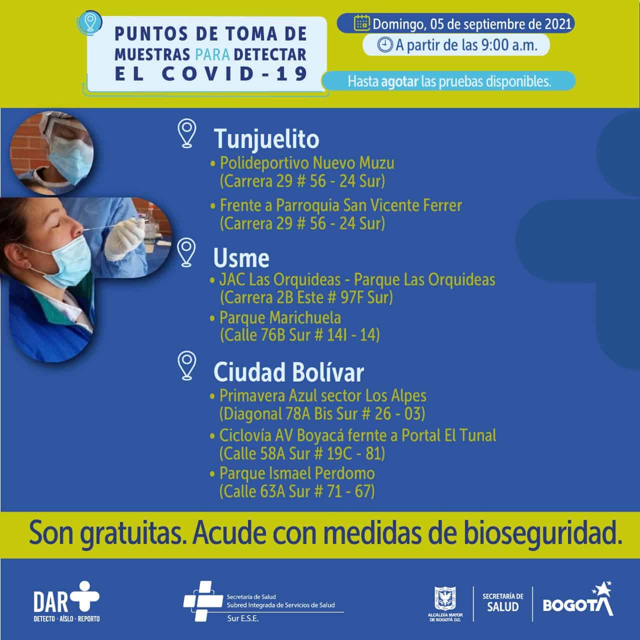 Pruebas covid Bogotá gratis