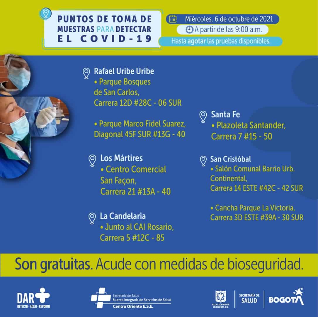 Pruebas covid Bogotá gratis