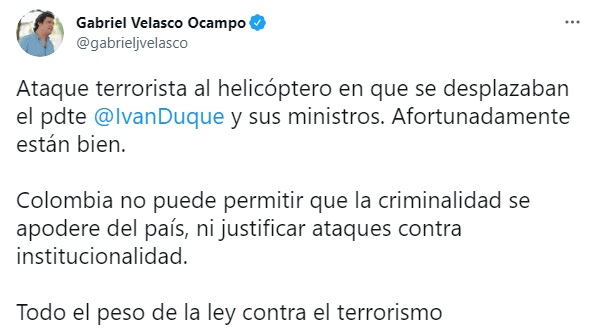 Rechazo atentado contra Duque