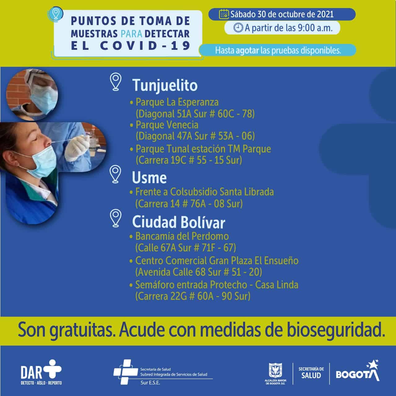 Pruebas covid en Bogotá