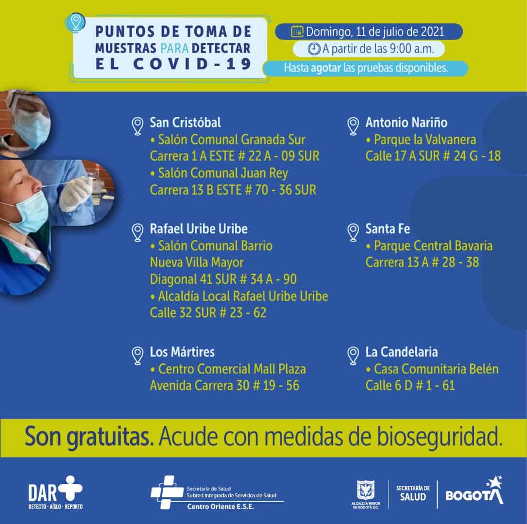 Pruebas covid Bogotá gratis