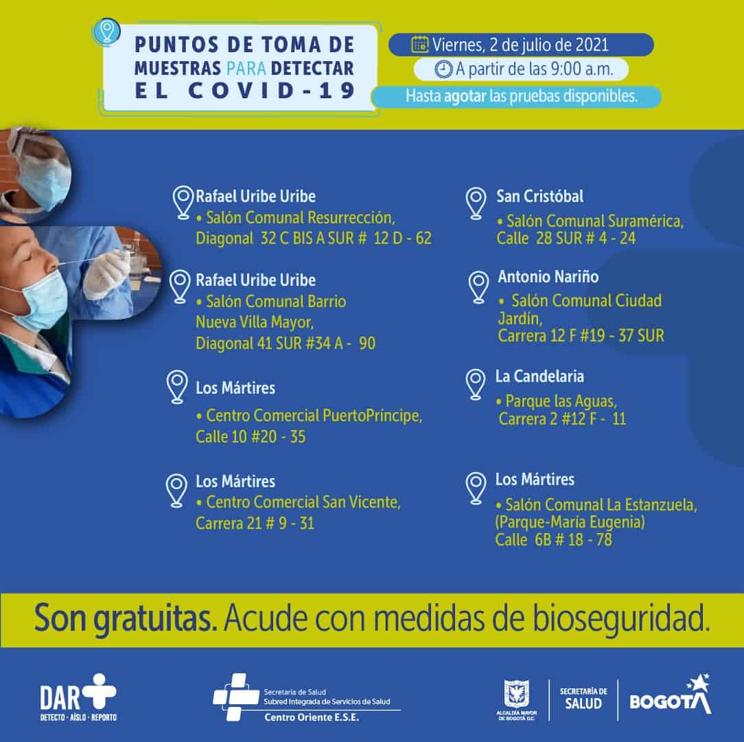 Pruebas covid Bogotá gratis